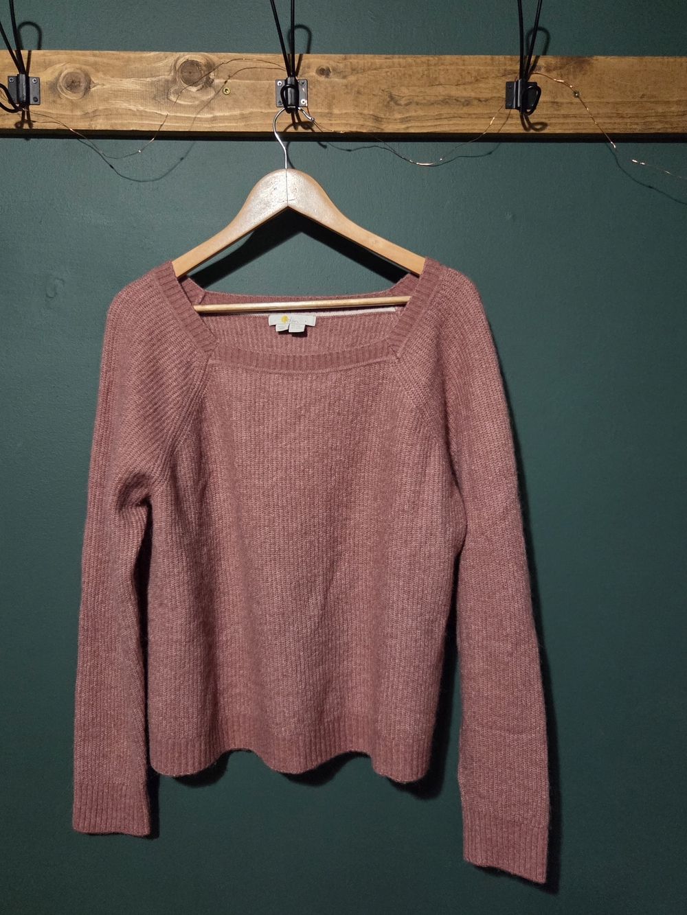 Boden Square-Neck Alpaca Wool Blend  Sweater - Dusty Rose Sz 16